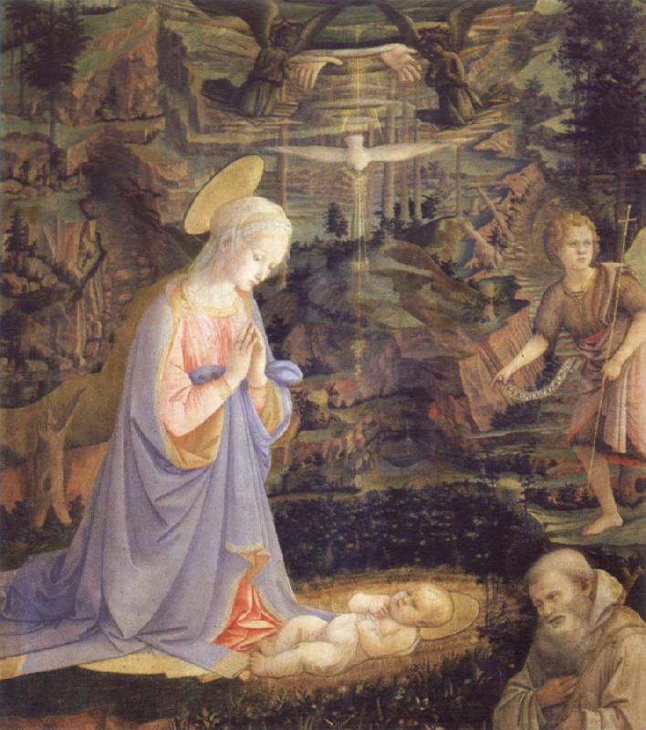 Fra Filippo Lippi Adoration of Child with St.Bernard china oil painting image